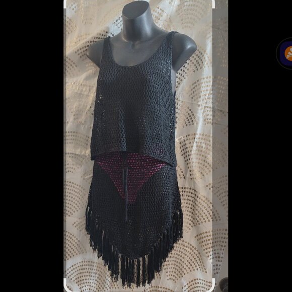 2 piece set Black crochet set skirt & top swim cover set  *NWT* PLZ READ - Picture 12 of 12